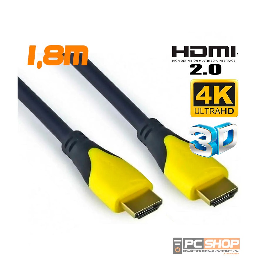 Cabo HDMI 2.0 4K UHD 3D Blindado c/Filtro 1,8m - PCSHOP Informática